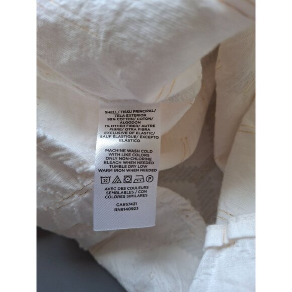 Loft Womens Blouse S White Smocked Neck Textured Short-Sleeve Minimalist Preppy - Picture 4 of 7